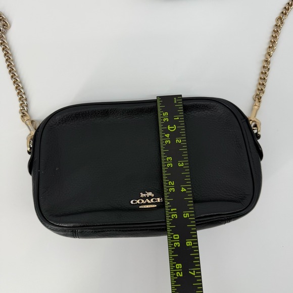 Coach Isla Leather Crossbody Purse Gold Chain Strap 31411 Black Bag - Picture 12 of 14
